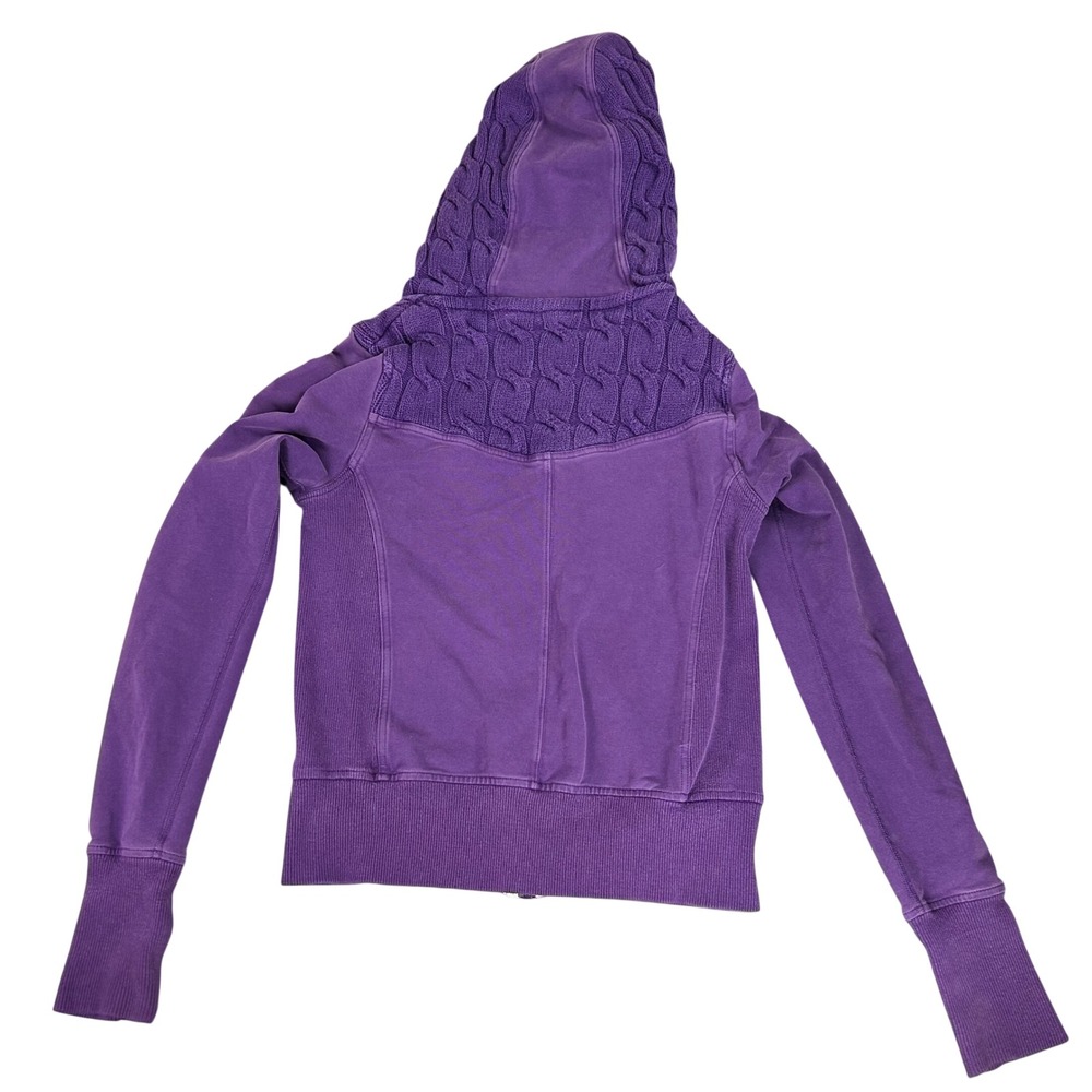 Lululemon Scuba Full Zip Hoodie Cable Knit Purple Size 6 Thumbhole Hiking Jacket - Picture 7 of 13